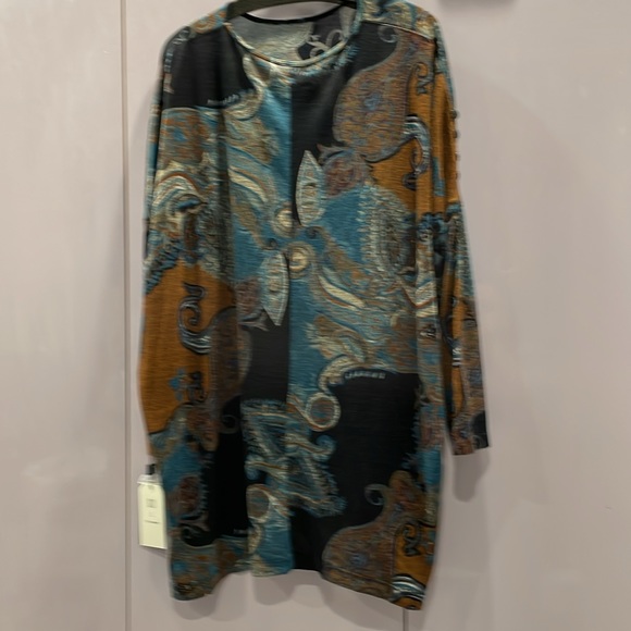 NWT Light weight Turquoise Print Sweater by Clara Sunwoo - Picture 2 of 6